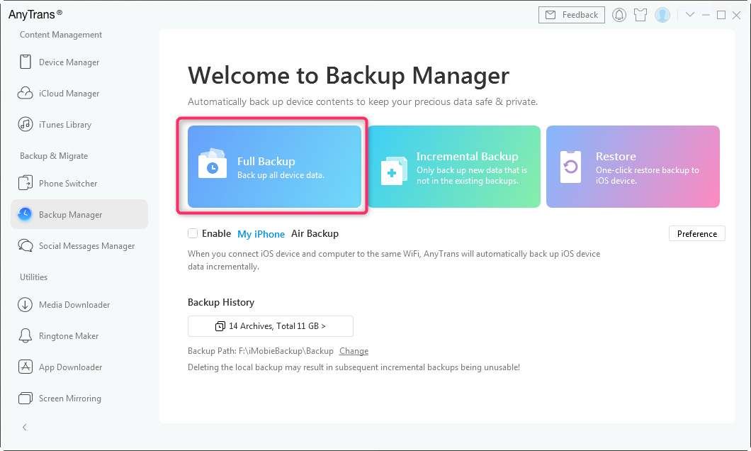 How to Make an iTunes Backup on iPhone in 1 Click – Step 2