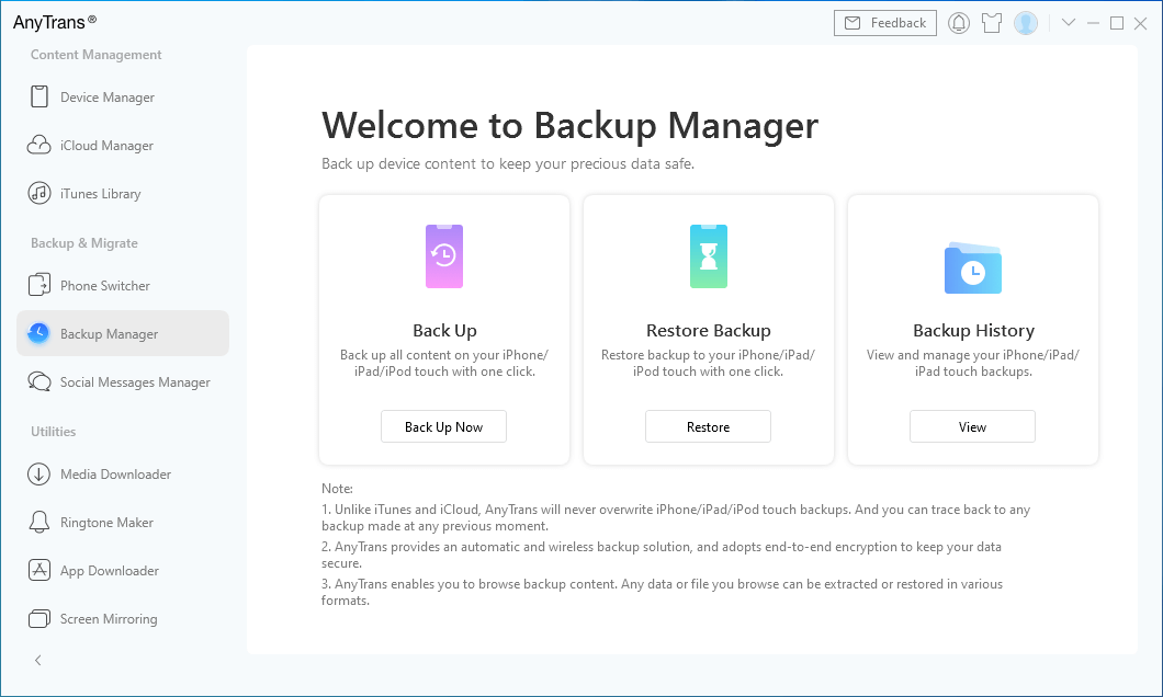 iPhone Backup Extractor & Manager - AnyTrans