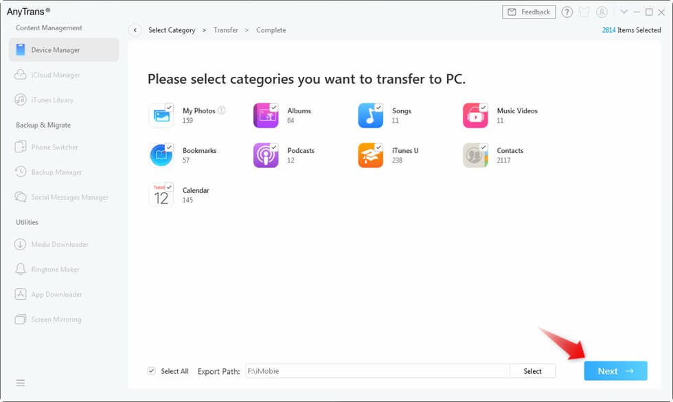 Choose the Files to Transfer