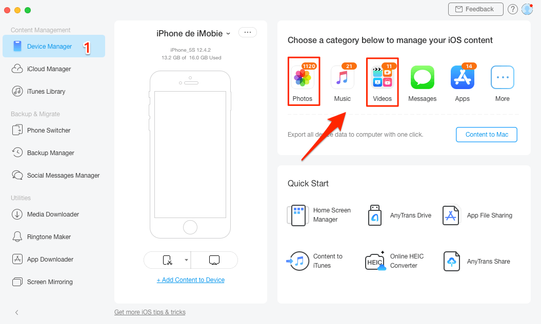 Delete Videos from iPhone with AnyTrans