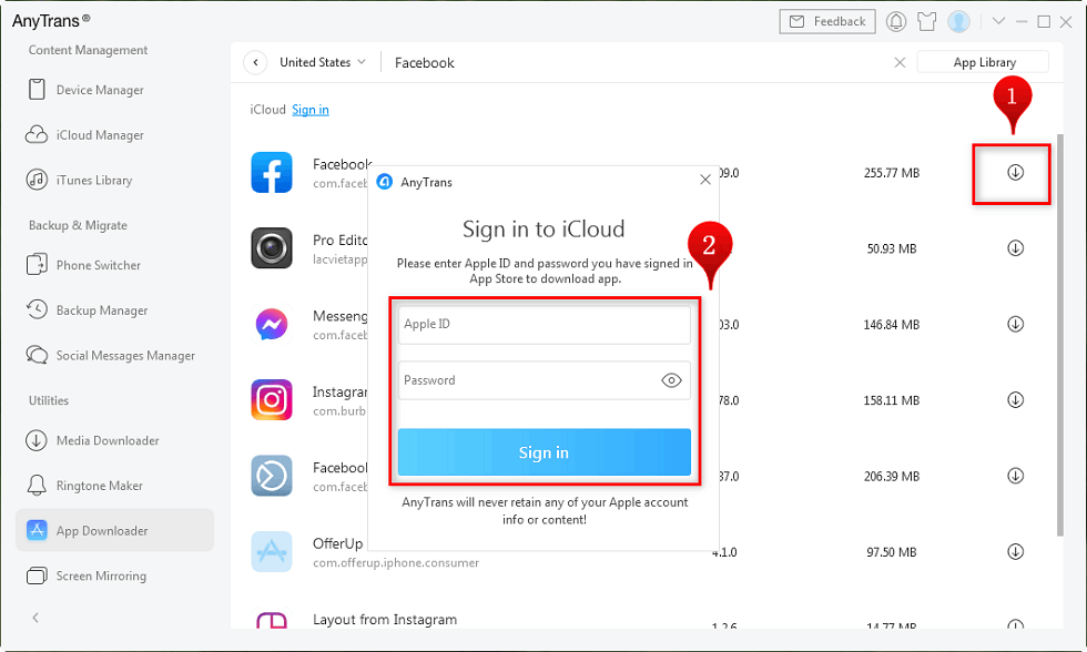 Log into iCloud Account to Download the App