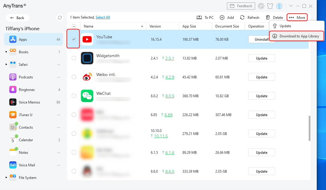 Download YouTube to App Library