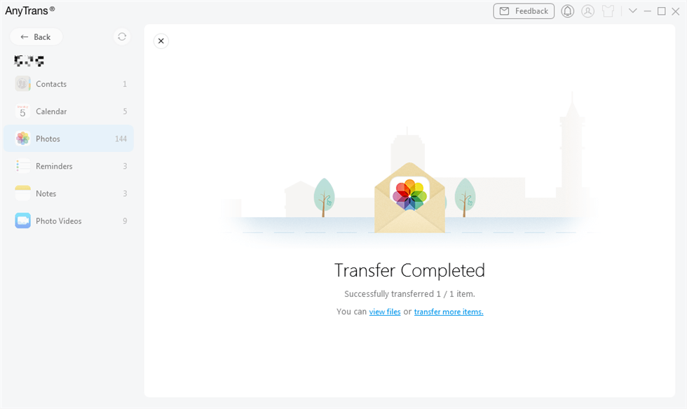 iCloud Transfer Complete