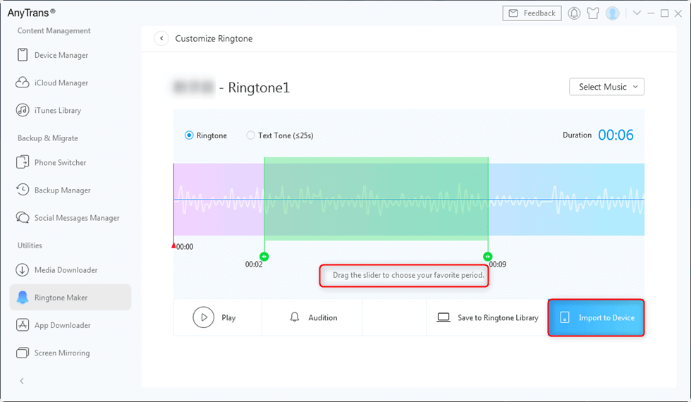 de duur van de aangepaste Ringtone Instellen en importeren naar iPhone