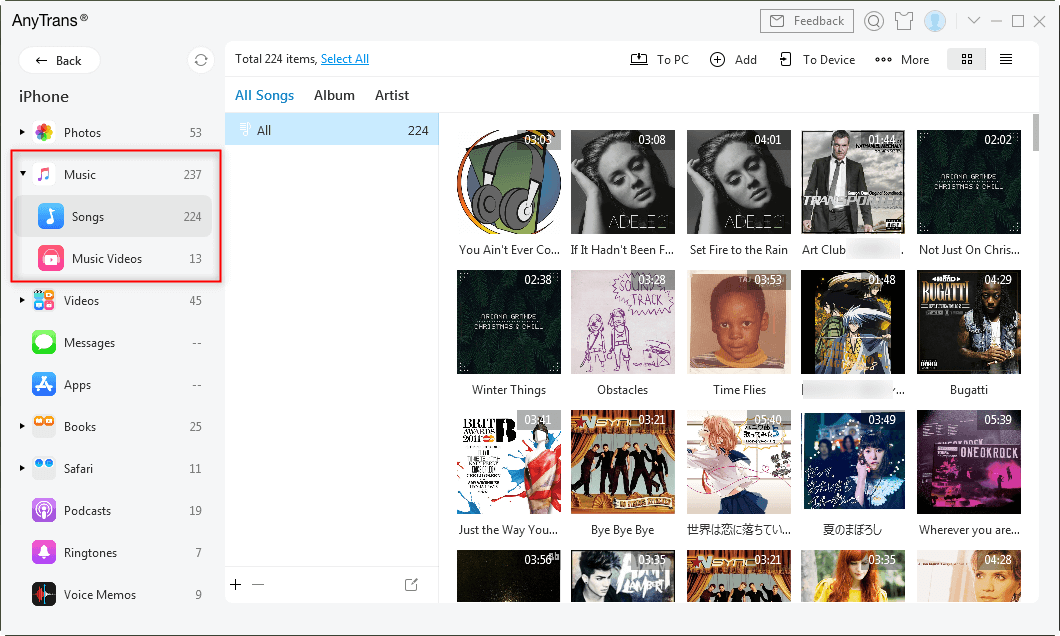 Choose Music from the Left Panel