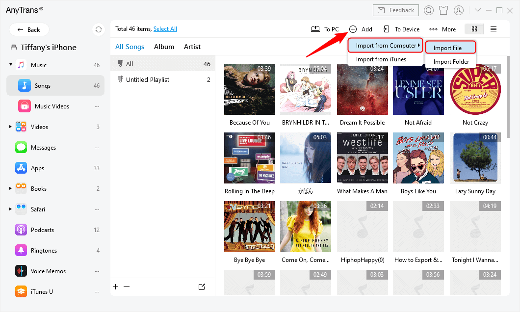 Choose Add Music File from Computer
