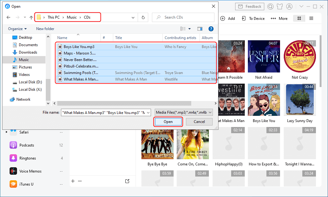 Select Music to Transfer