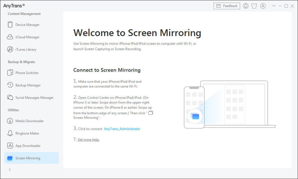 Screen Mirroring in AnyTrans
