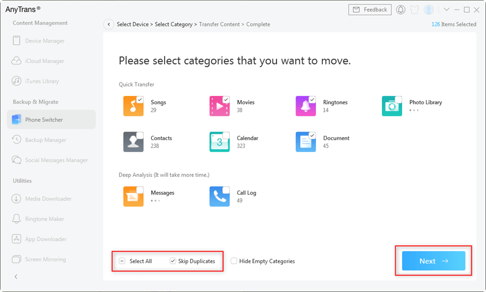 Select Files You Want to Transfer