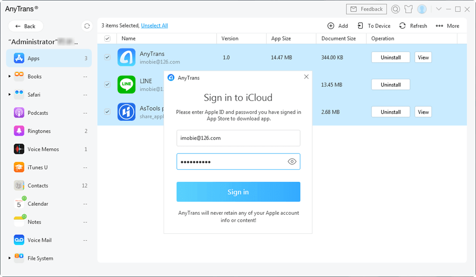 Sign in to iCloud ID to Download Apps