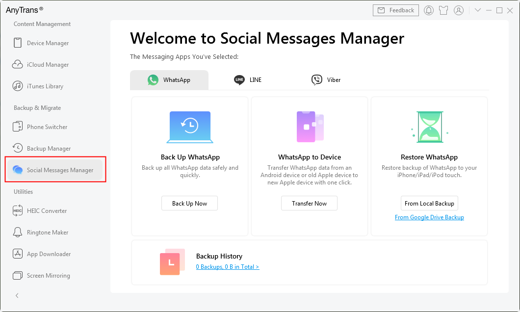 Social Message Manager - Backup, Transfer and Restore WhatsApp, Line and Viber