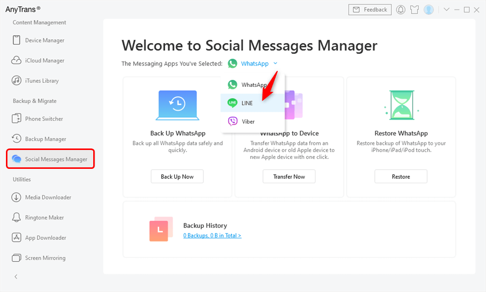 Go to Social Messages Manager and Choose Line