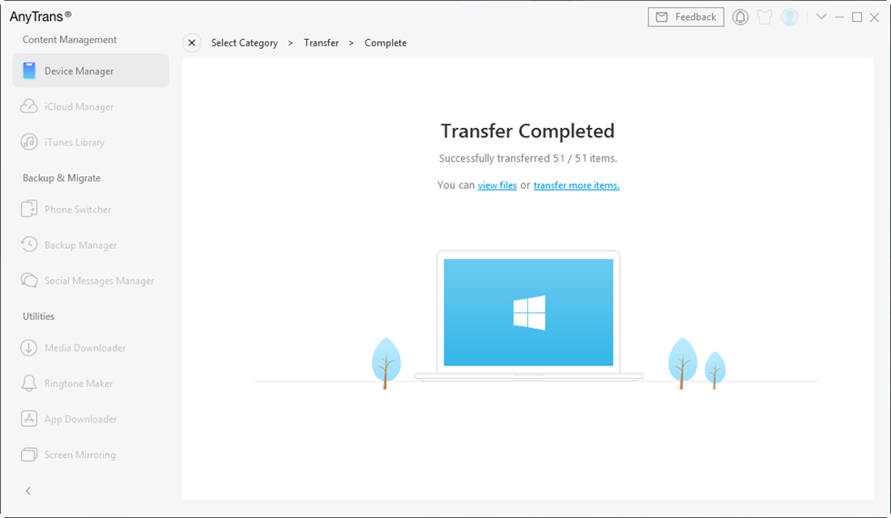 AnyTrans Transfer Completed