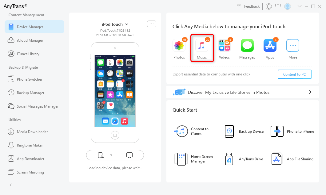 Connect iPod and Choose Music in AnyTrans