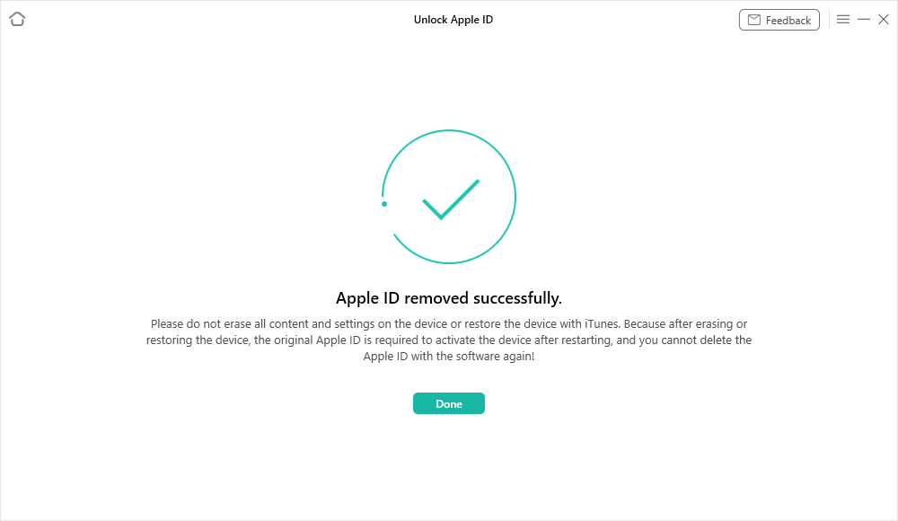 Apple ID Removed Successfully