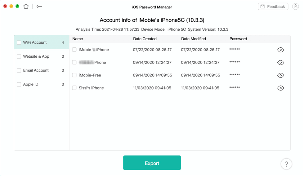 View and Export Passwords