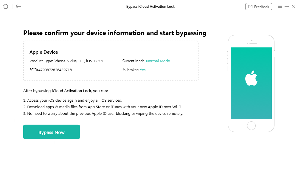 Confirm Your Device Information and Start Bypassing