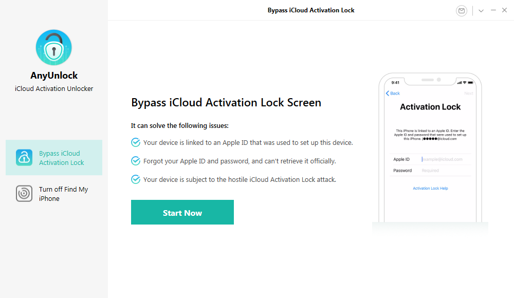 Click on Start Now to Bypass iCloud Activation Lock