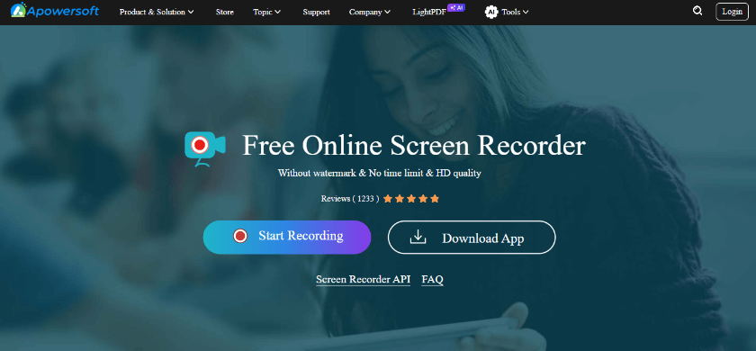 Apowersoft Online Screen Recorder Website Interface