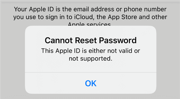 Apple ID Not Valid or Supported