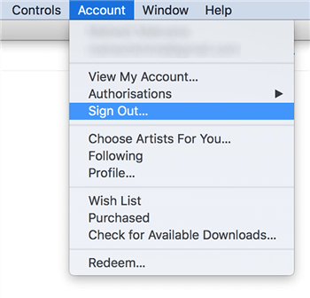 Log out of your account in iTunes on Mac