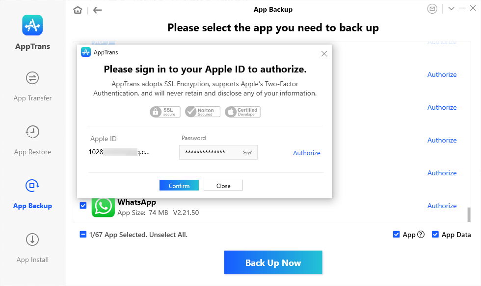 Choose WhatsApp and Authorize It
