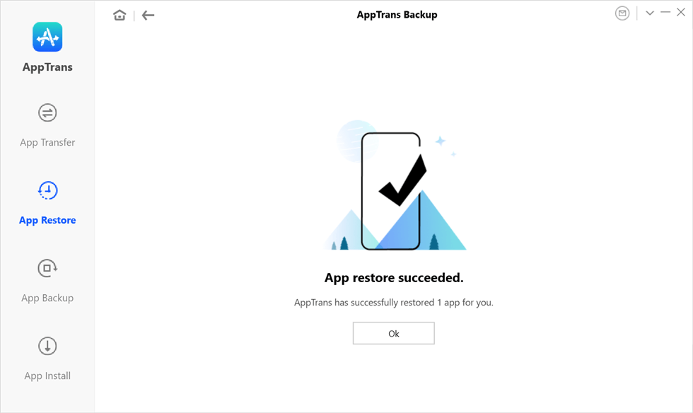 App Restore Succeeded Page