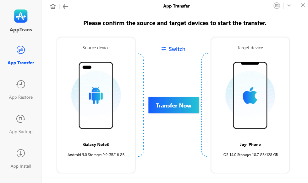 Connect Device to Transfer WhatsApp or Apps