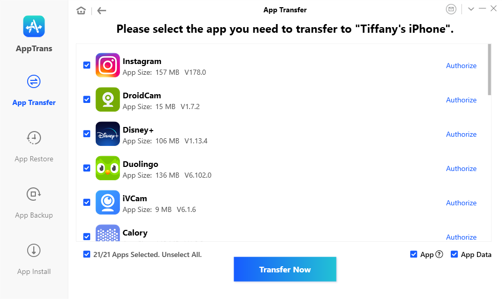 Select Any Apps You Want to Transfer