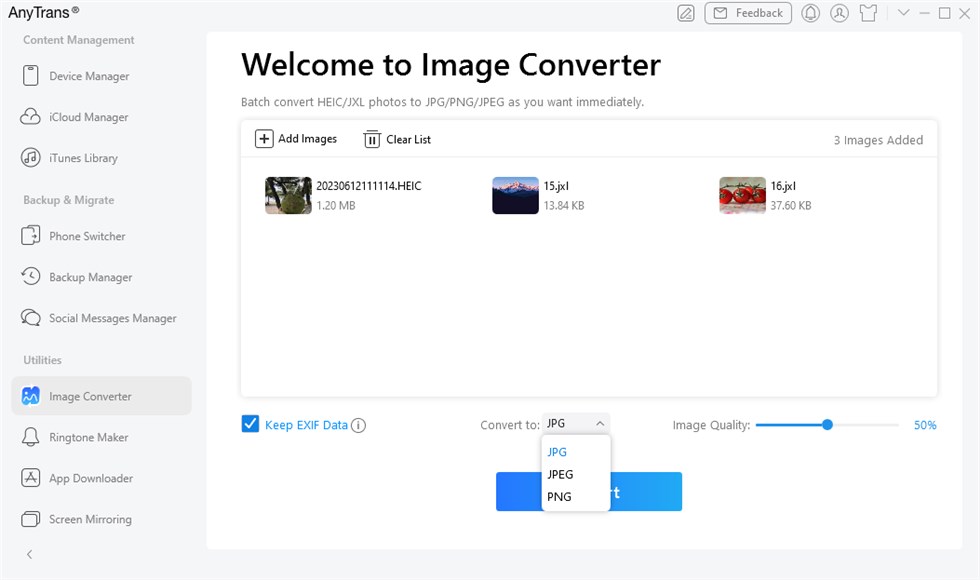 Choose JPG as the Output Format