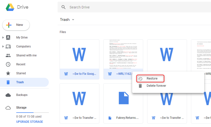 How to Fix Google Drive Files Missing via Restore from Trash