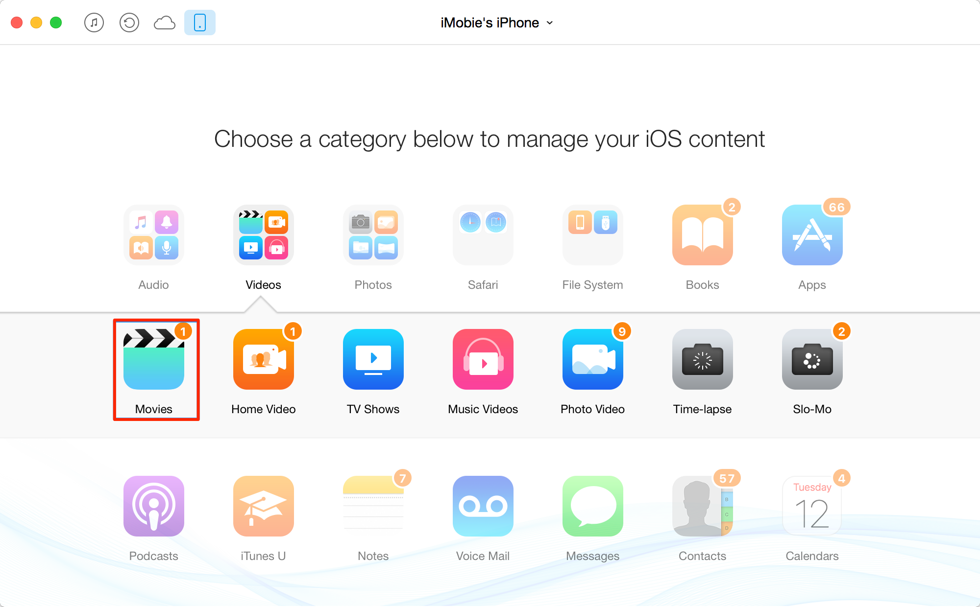 How to Backup Movies from iPhone to iTunes - Step 1