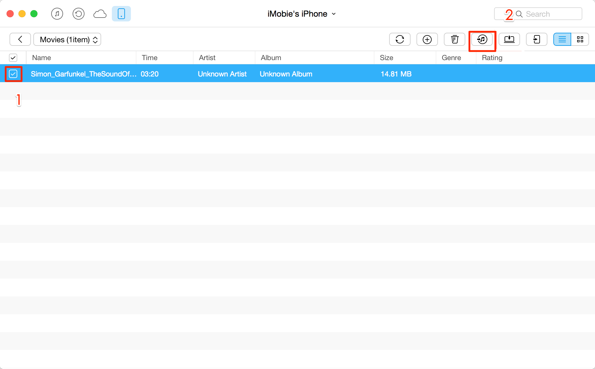 How to Backup Movies from iPhone to iTunes - Step 2