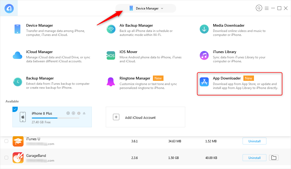Backup Apps on iPhone using AnyTrans for iOS - Step 3