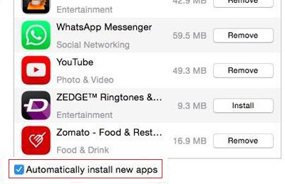 Check Automatically Install New Apps Button