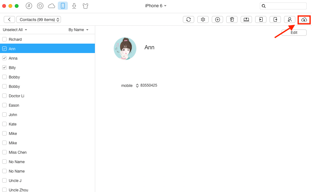 How to Backup Contacts to iCloud with AnyTrans - Step 3