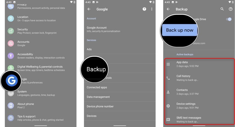 sms backup app where on google stored