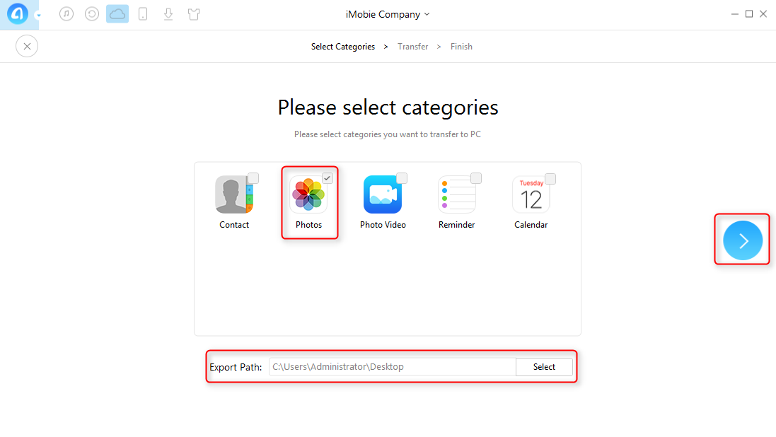 Backup iCloud Photos to PC with AnyTrans - Step 3