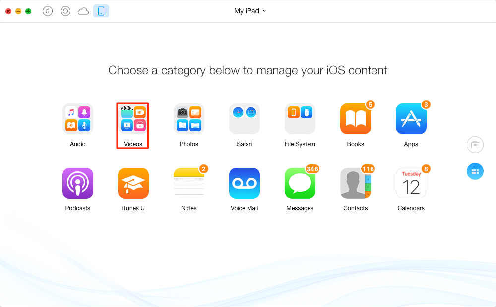 Backup iPad Videos to USB/Flash Drive with AnyTrans – Step 1