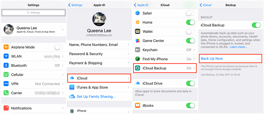 backup iphone to icloud