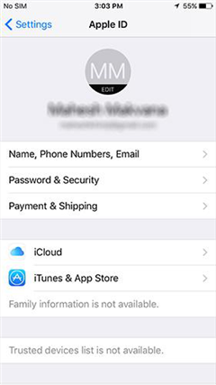 Access the iCloud settings on your iPhone