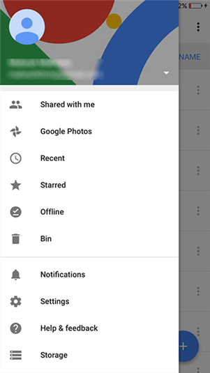 Access the settings menu in the Google Drive app on your iPhone
