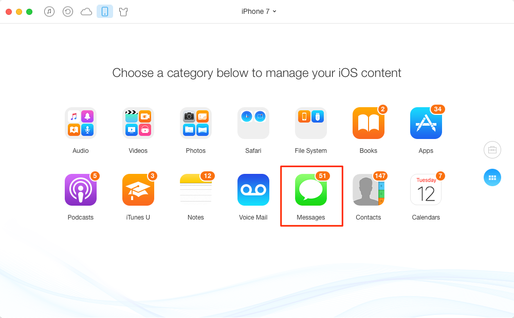 How to Backup iPhone Text Messages - Step 2