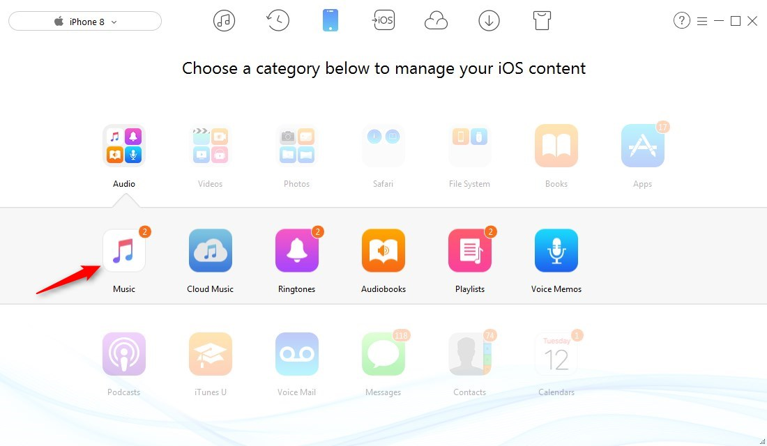 How to Backup Music on iPhone 8/X with AnyTrans - Step 1