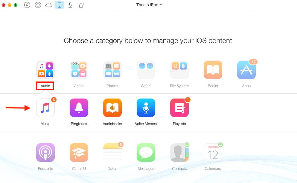 How to Backup Music to iTunes with AnyTrans - Step 2