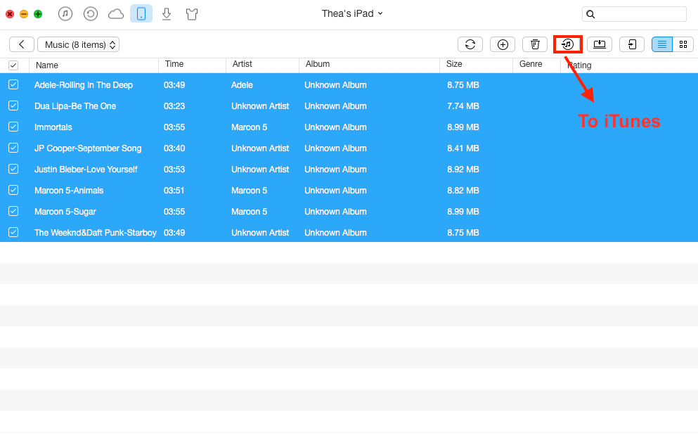 How to Backup Music to iTunes with AnyTrans - Step 3