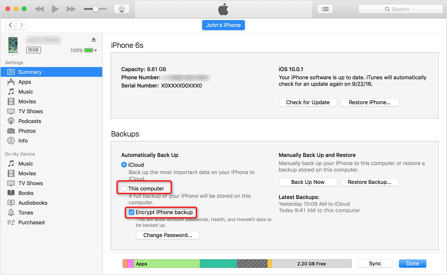 How to Backup iPhone/iPad with iTunes - Step 3