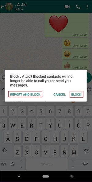 Choose Block or Report and Block Option