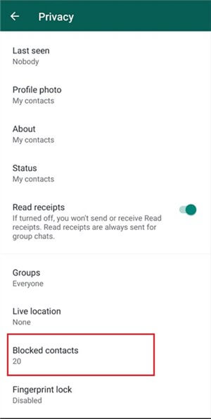 Tap on Blocked Contacts