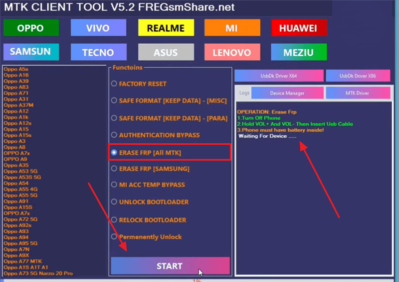 Bypass FRP with MTK Client Tool
